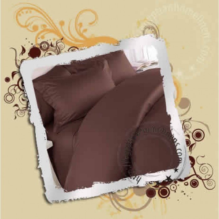 Details about   3 PCs Fitted Set Extra PKT No Flat Comfort 1000 TC 100% Cotton Chocolate  Solid 